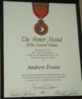 Andrew Evans Honor Medal 0002